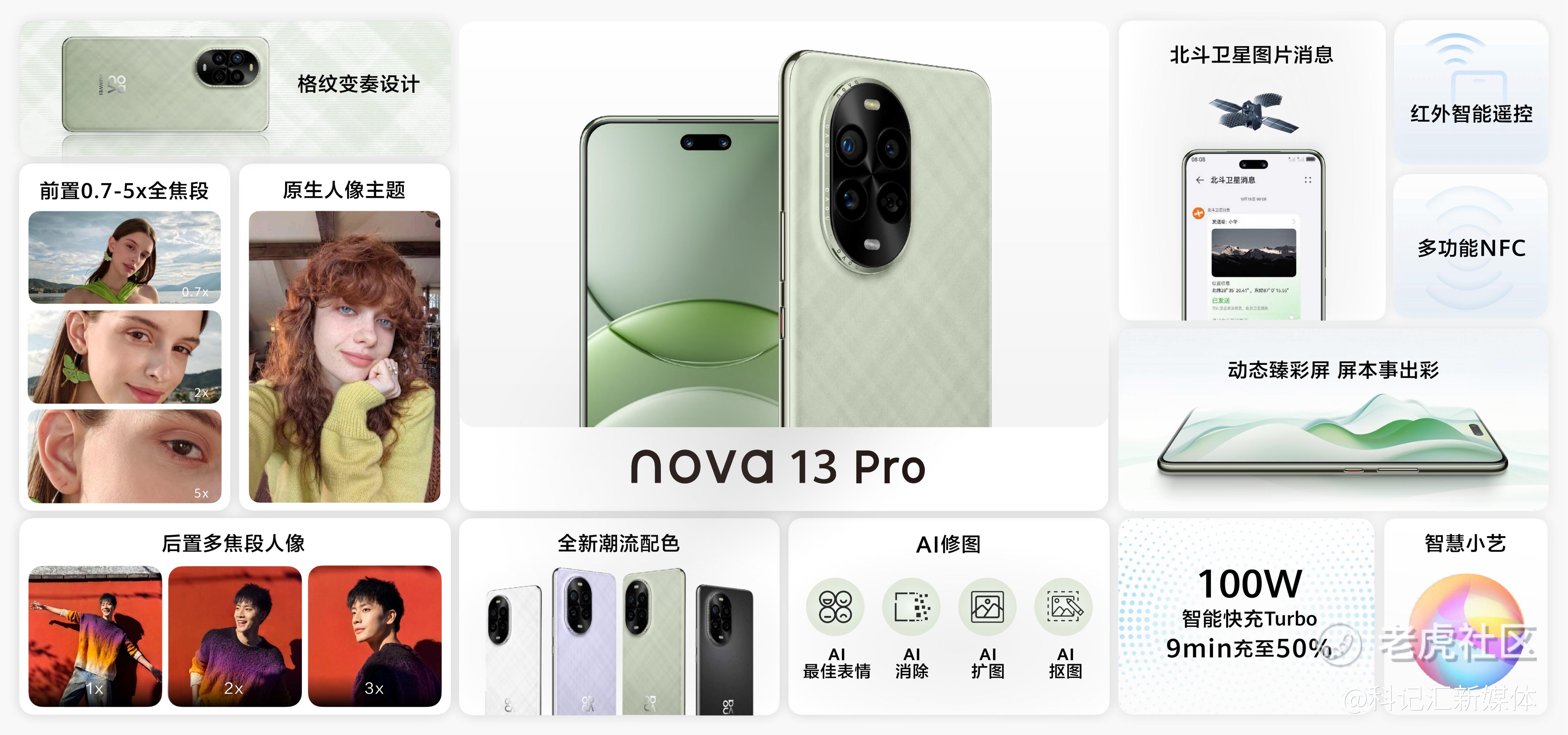 华为nova 13系列亮相，全新洛登绿格纹设计引领美学新潮流-科记汇