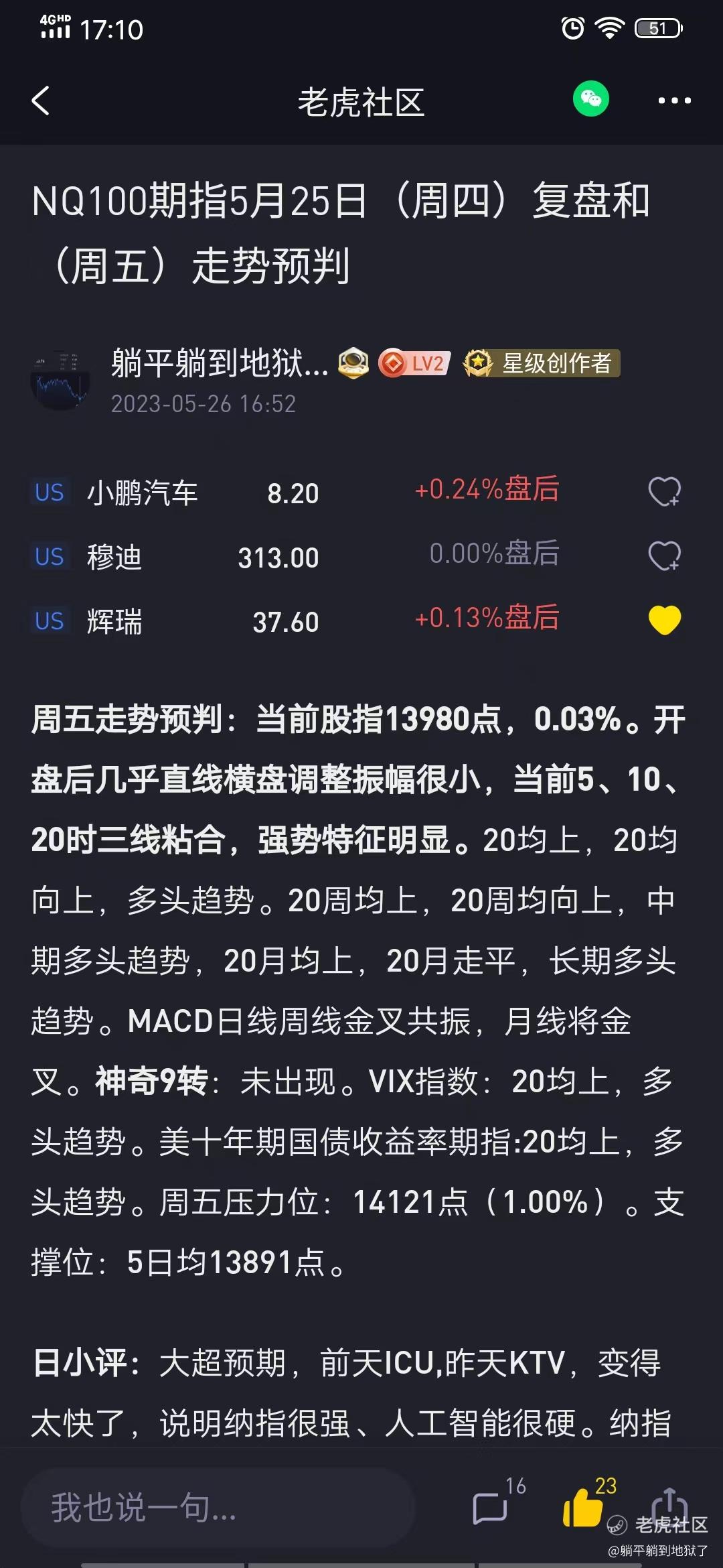 NQ100期指5月26日（周五）复盘和（下周）走势预判_老虎社区_美港股上老虎 - 老虎社区
