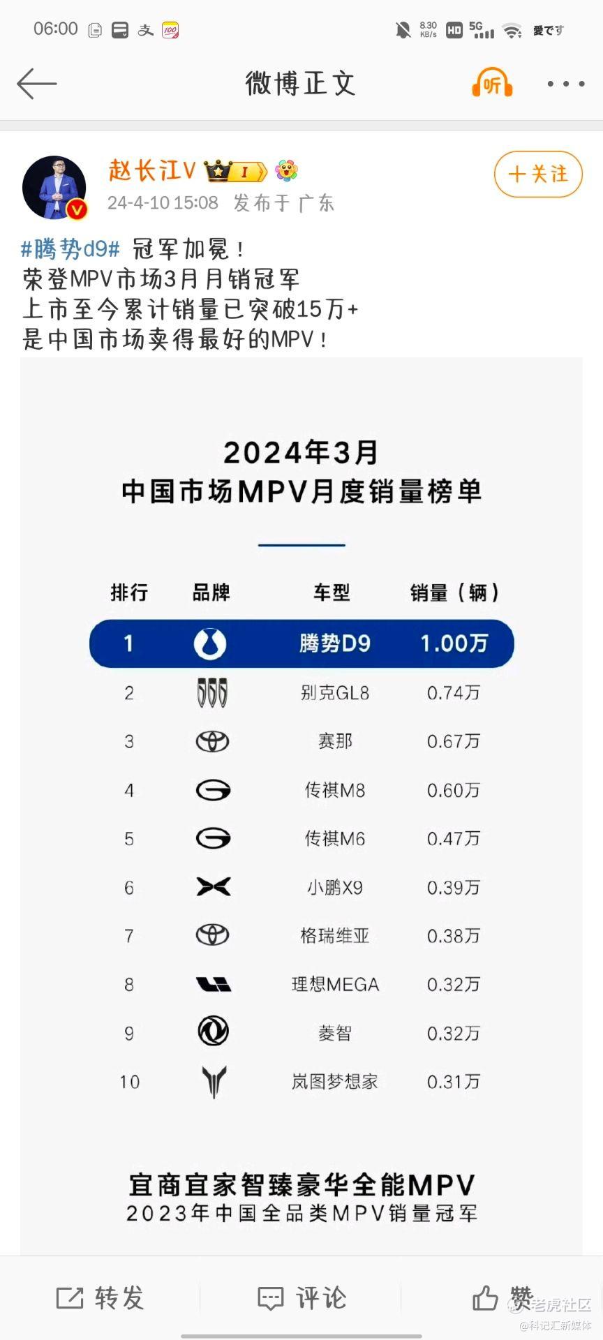 腾势汽车总经理赵长江：销量攀升，开启腾势2.0时代-科记汇