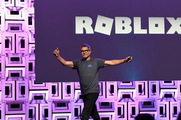 Roblox founder and CEO David Baszucki appears at the 2019 Roblox Developer Conference in Burlingame, Calif.