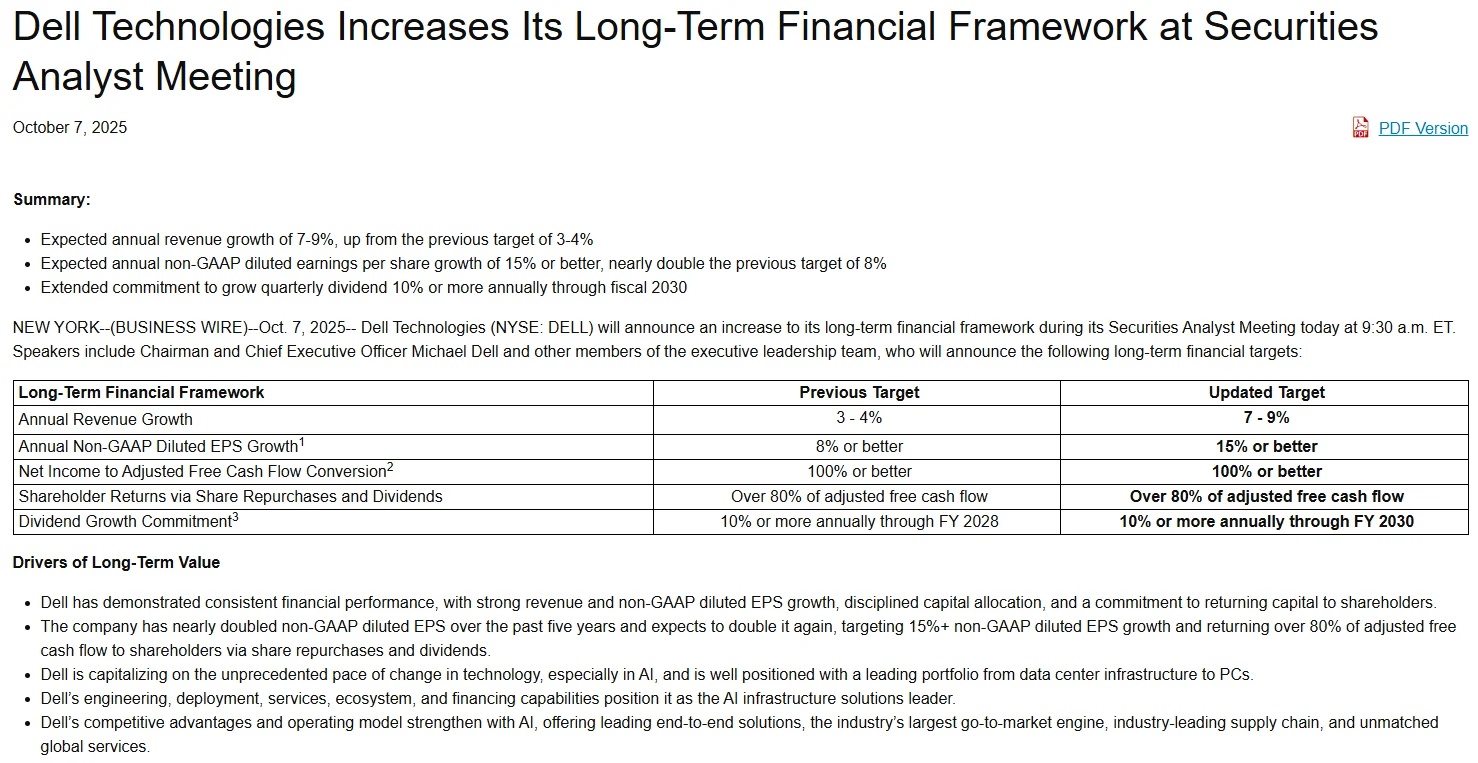 戴尔将未来两年的销售与利润增速预期大幅上调约一倍- Tiger Brokers