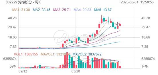 ▲（鸿博股份近一年股价周K线）