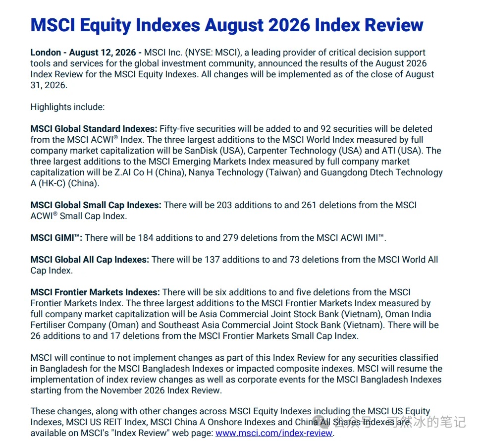 Companies such as SanDisk have been included in the MSCI ACWI Index, with  the changes taking effect after the market close on August 31. - Futubull