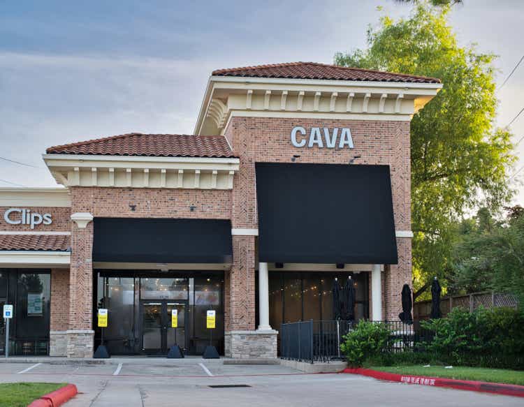 Cava Mediterranean restaurant exterior in Houston, TX USA.